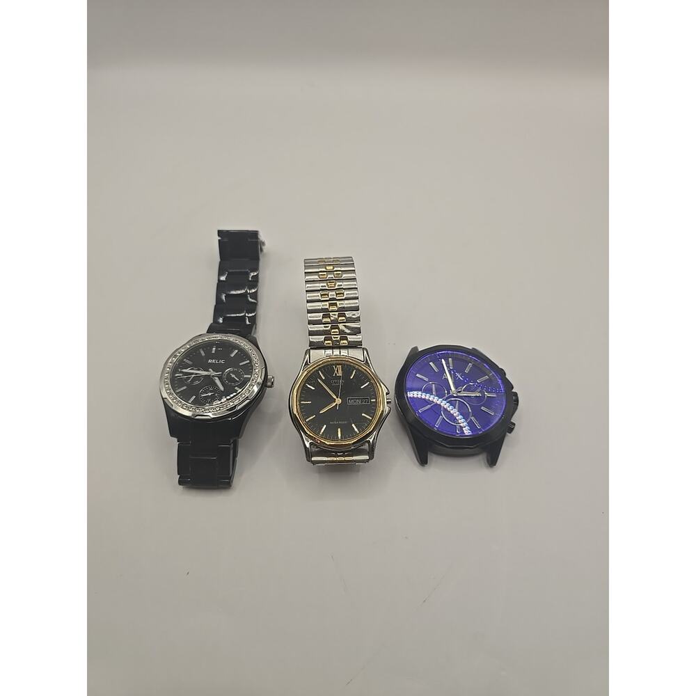 Lot Of 3 Mens Watches, Relic, Citizen, Armani Exchange...‎